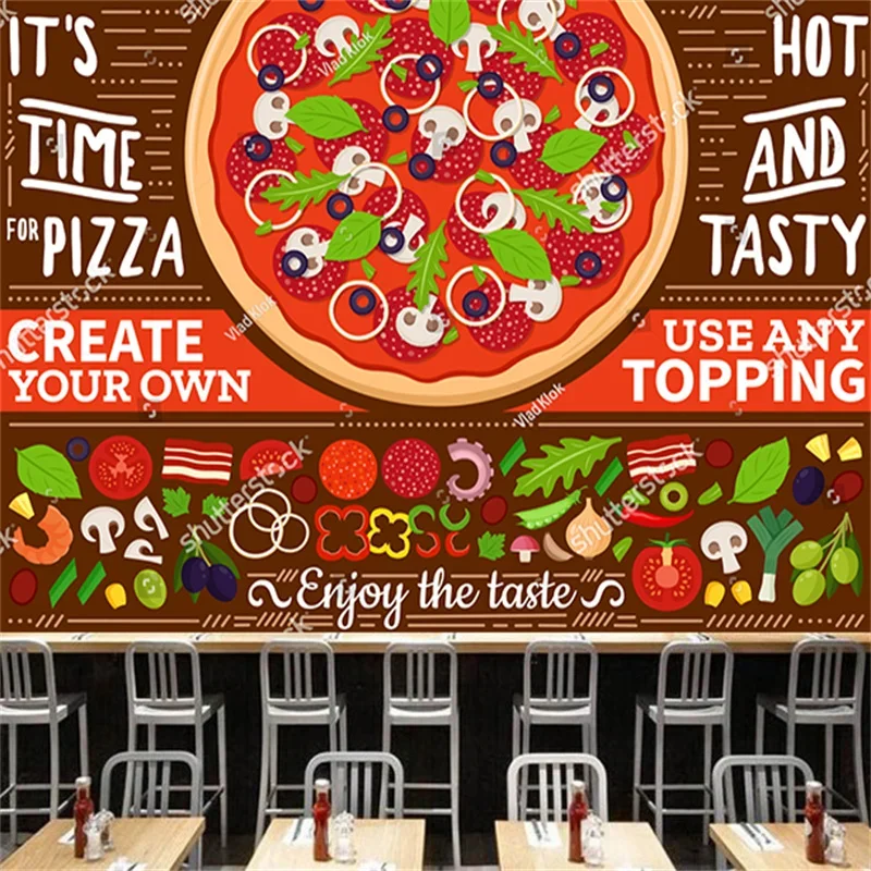 

Custom Pizza Fast Food Wallpaper Industrial Decoration Mural Restaurant Snack Bar Background Wall Papel De Parede Wall Paper