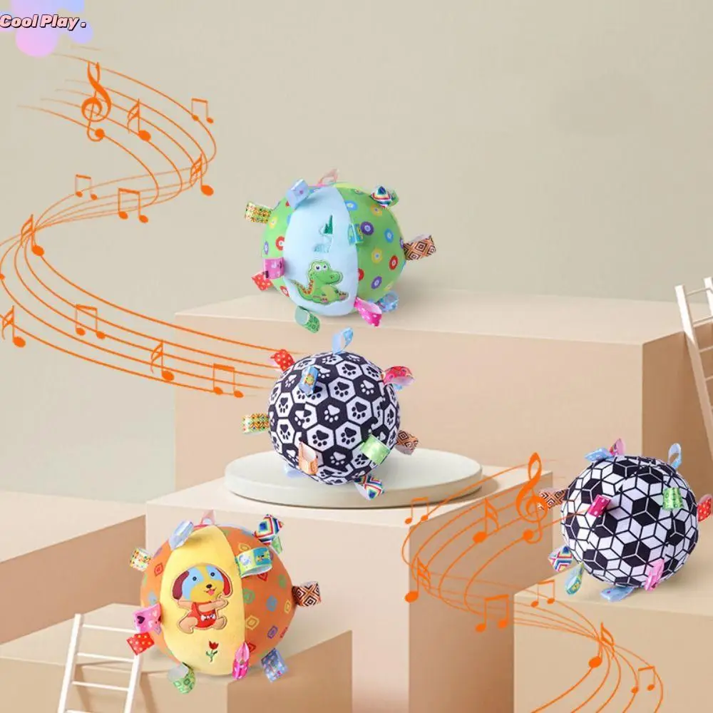 With Bells Plush Baby Vocal Toy Ball Dinosaur Football Visual Touch Ball Baby Toy Bite Resistant Plush