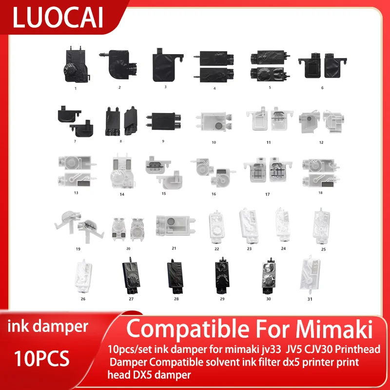 10pcs/set ink damper for mimaki jv33 JV5 CJV30 Printhead Damper Compatible solvent ink filter dx5 printer print head DX5 damper