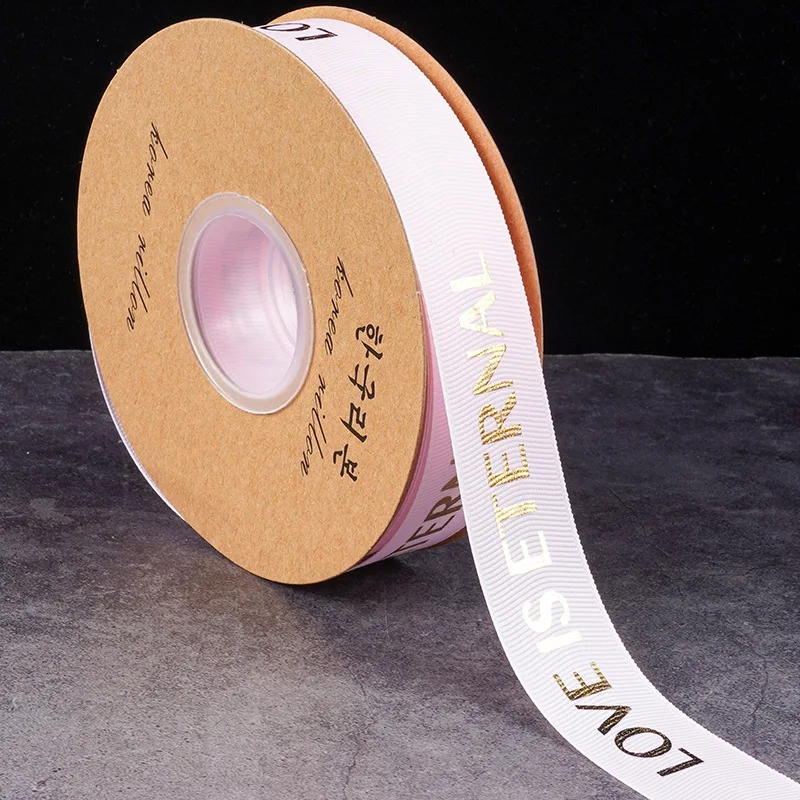 Ribbon Flower Packaging Ribbon Floral Bronzing Ribbon Ribbon Love Is The Eternal English letter bouquet. Strap Ribbon