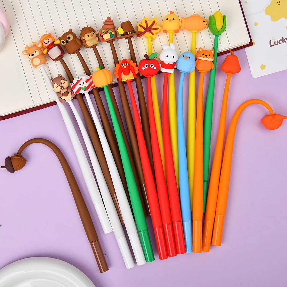 

12 шт., Музыкальная нейтральная ручка на День Благодарения, декомпрессионная ручка с героями мультфильмов, студенческие призы, канцелярские принадлежности, подарок, креативные принадлежности