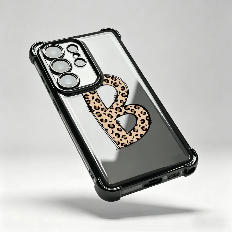 Case for Samsung Galaxy 26 S24 FE S25 Edge Note 20 Ultra S22 Plus S20 Ultra S23 S21 Phone Cover Leopard Letter B E
