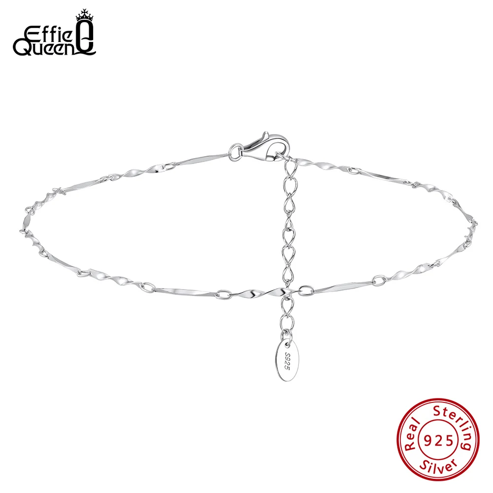 

Изящный браслет-цепочка Effie Queen Dainty 1 мм из стерлингового серебра 925 пробы с текстурированным витым дизайном для женщин, модные аксессуары, летняя коллекция SA79
