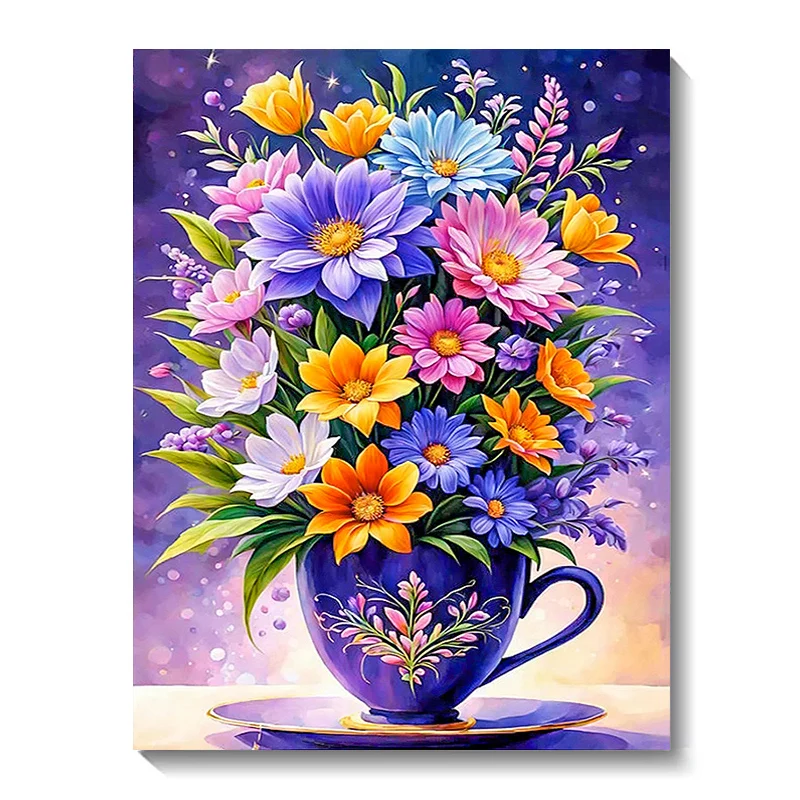 New Collection 2024 Diamond Painting Bouquet In Cup Color Flower Art Full Round Mosaic Cross Stitch Kit Home Wall Decor Gifts