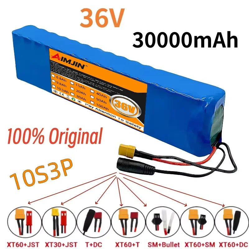 New 10S3P 36V 30000mAh Lithium-Ion Rechargeable Battery Suitable for Electric Products Such as Scooters Battery