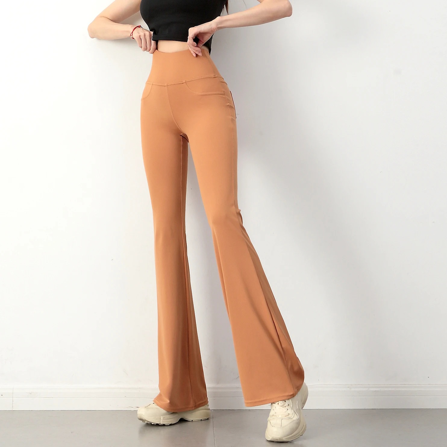 Choc Girls' High Waist Nude Flare Pants Hip Lifting Slim Sports Casual Fitness Pants Women's Quick drying Yoga Wide Leg Pants