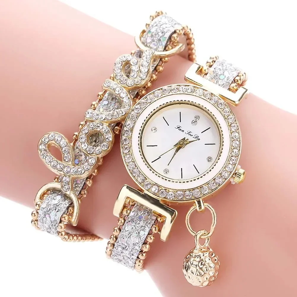 Women Watch Fashion Multilayer Rhinestone Round Pendant Quartz Bracelet Wristwatch Montre Ladies Dress Watches Gift Reloj Mujer