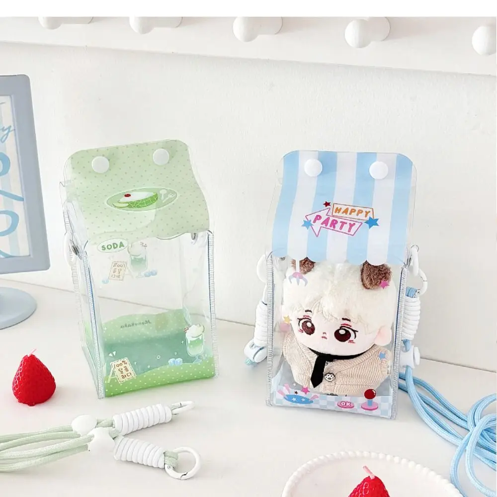 

Badge Holder Cute Milk Display Bag With Lanyard Transparent Carrying Case Zipper Cartoon Storage Bag Bag Decoration