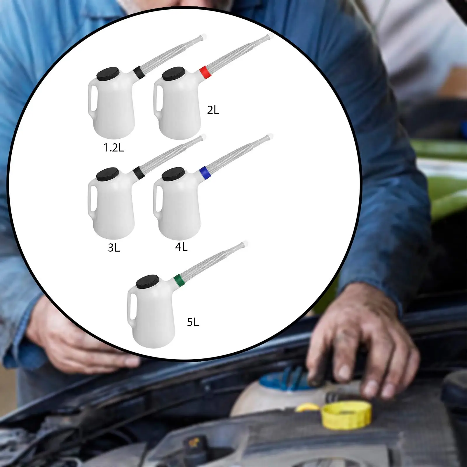 Oil Measuring Jug with Cap PP Plastic Dustproof Oil Container for Automotive Fluids Car Garage Use