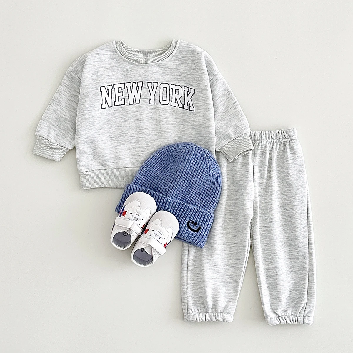 Baby Set Spring Autumn Letter New York Print Newborn Boys Girls Pants Two Piece Sports Children\'s Fashion Baby Clothing 0-3Y