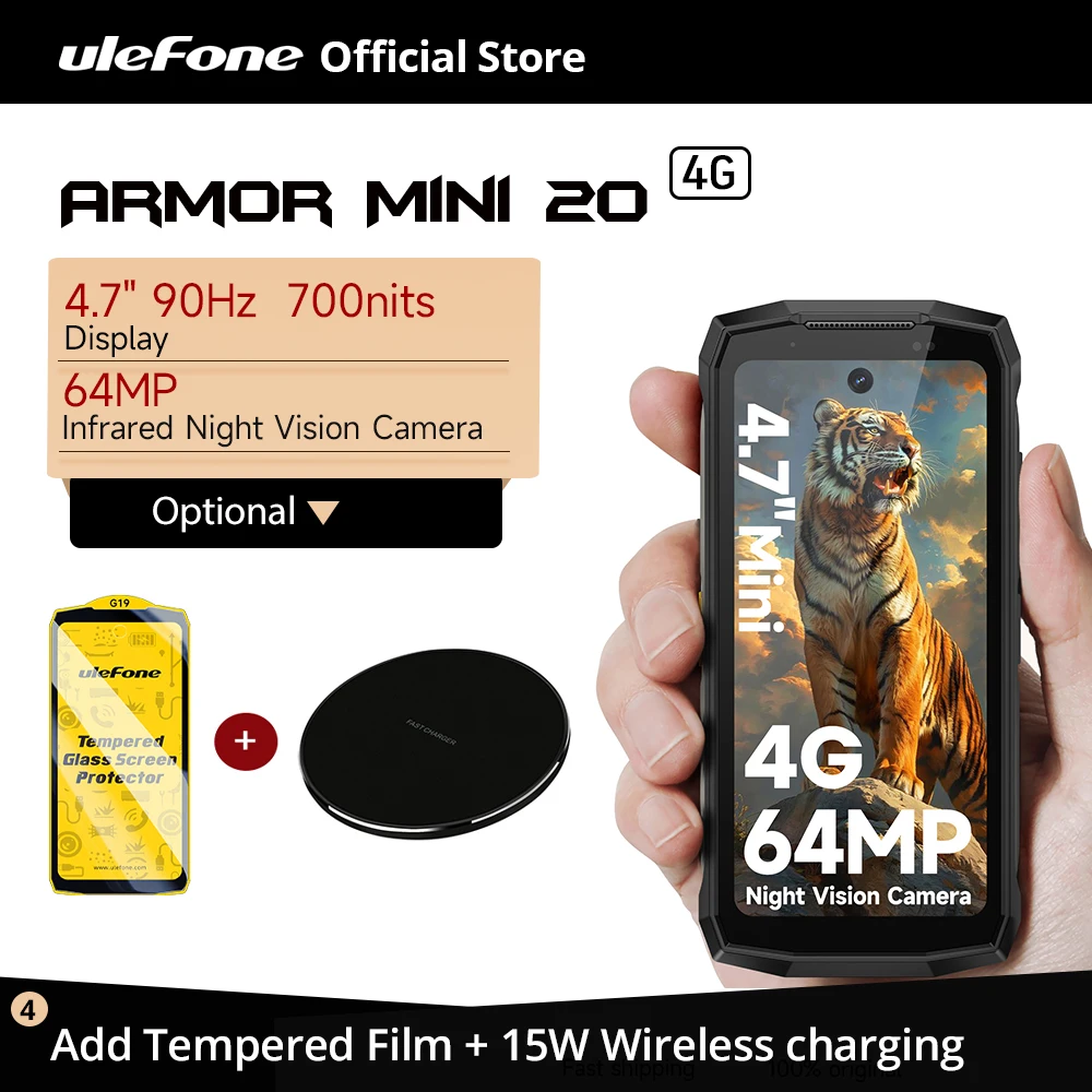 Ulefone Armor mini 20 4G 4.7インチディスプレイ 頑丈な携帯電話 64MP