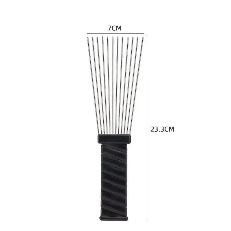 African Fist Comb Barbershop Brush Black Perm Pick Hairbrush Styling Steel Needle Comb Professioanl Mens Hairdressing Comb Tools