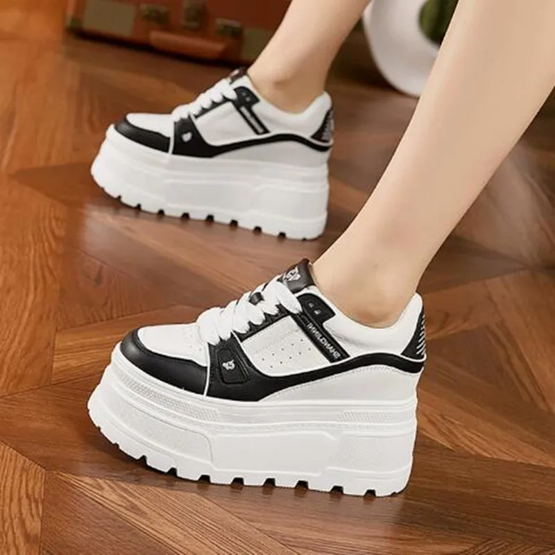 

10CM 2026 Microfiber Leather Vulcanize Spring Flats Vulcanize High Brand Comfy Chunky Sneaker Autumn Platform Wedge Women Shoes