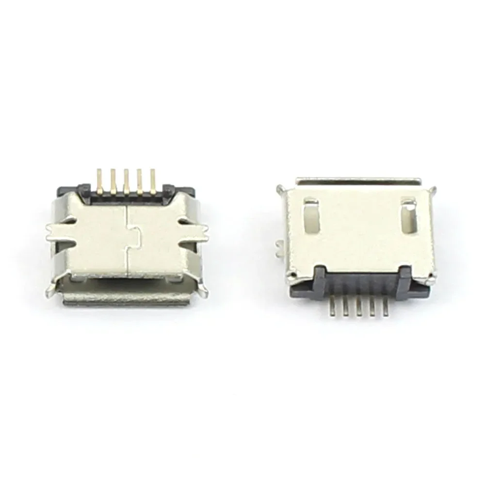 50pcs Micro USB Connector 5P Female SMD SMT DIP 5 Pin Type B Ejector 2 4 Legs Mount Jack Charging Socket Power Plug Port Flat