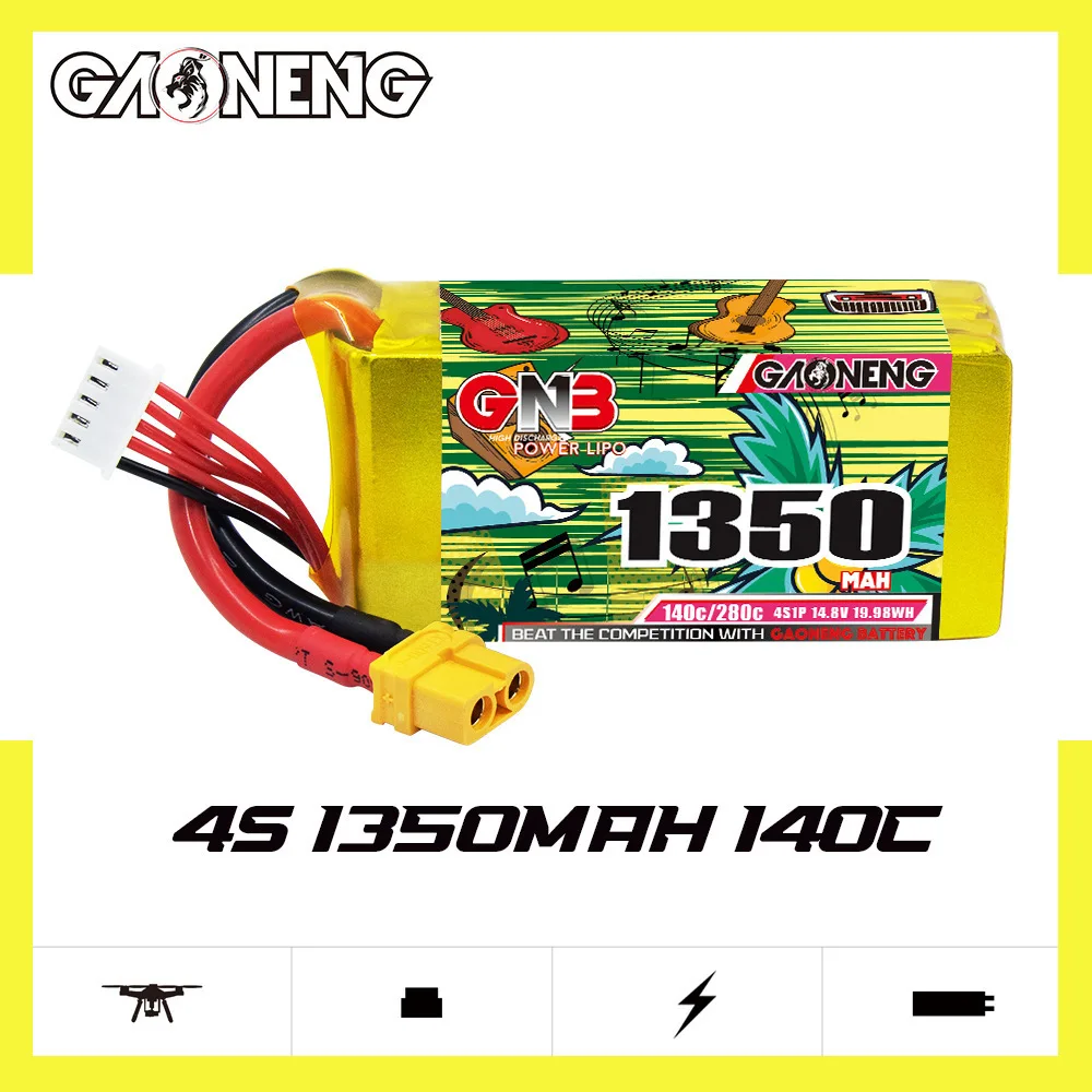 GNB يبو بطارية 4S 14.8V 1100mAh 1350mAh 1550mAh 1850mAh 140C مع XT60 ل FPV الطائرة بدون طيار كوادكوبتر طائرة هليكوبتر RC البطارية
