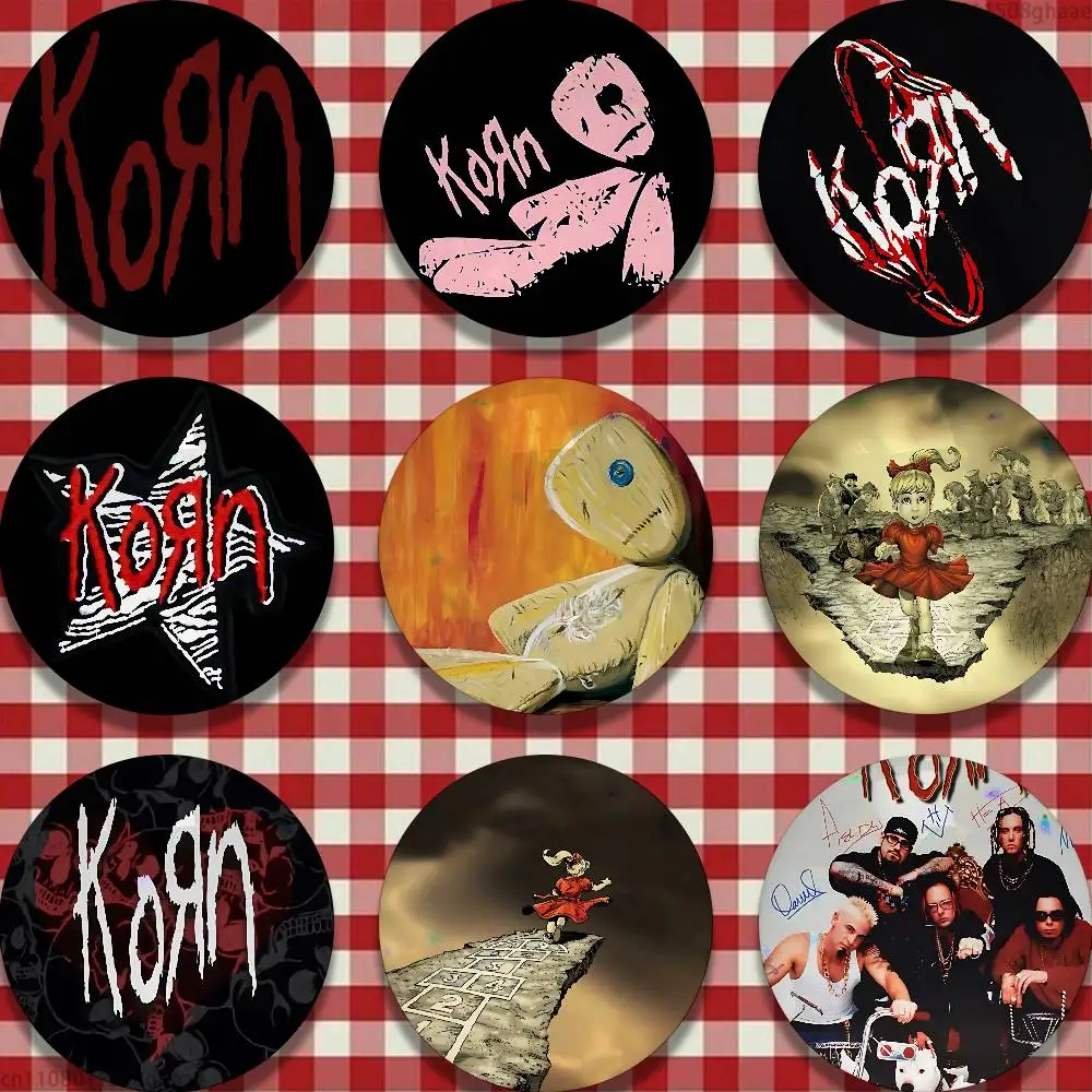 

Fashion Band R-Rock Korn 58mm Badge Brooches on Backpack Clothes Handmade Round Enamel Pins for Jewelry
