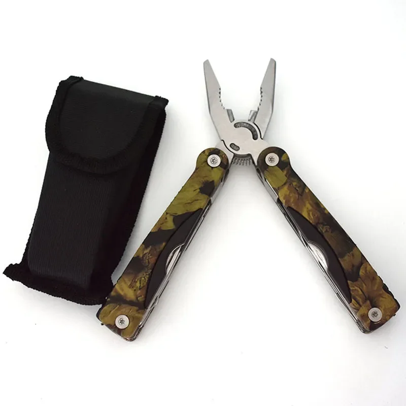 Stainless Steel Large Camouflage Heat Transfer Pliers Folding Multi-purpose Tool Pliers Multitool for Camping