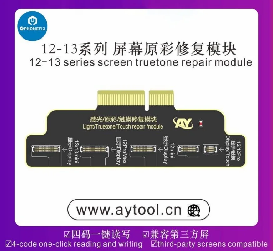 AY A108 BOX Face ID True Tone Battery Programmer for iPhone X/XR/XS/11/12/13/14 Pro Max Dot Projector Read Write Battery Repair