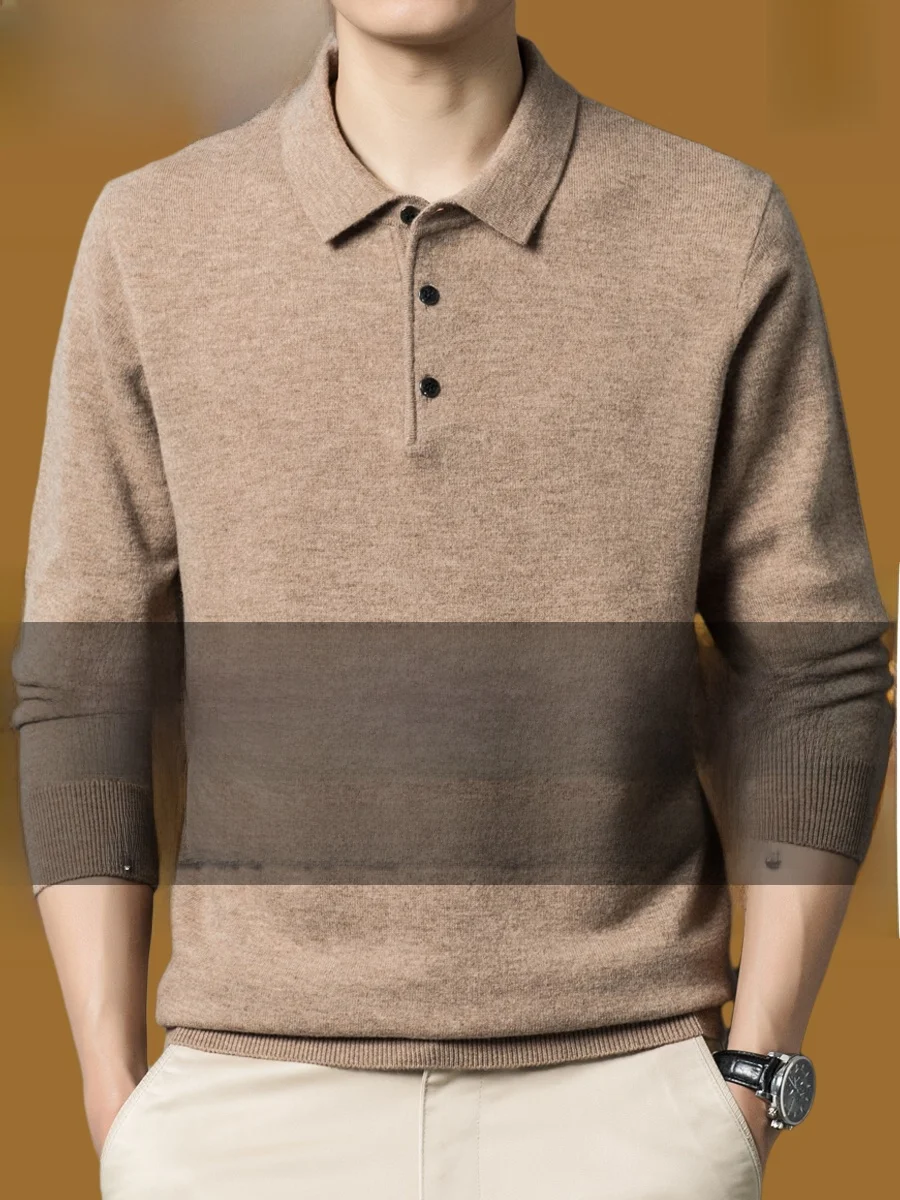 

Свободная шерстяная футболка Long Sve для мужчин среднего возраста, осенняя тонкая трикотажная основа irt, современная повседневная одежда