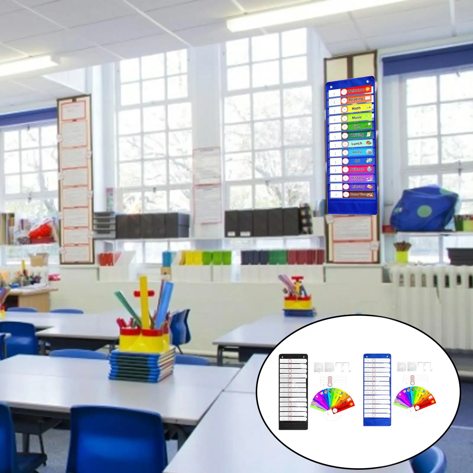 Crochet de poche pour calendrier quotidien, pochettes de programmation réutilisables, calendrier, salle de classe, bureau, enseignant