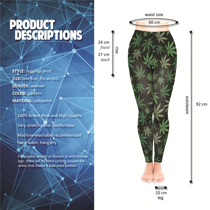 DeanFire Super Soft Stretchy Weeds Digital Print Fitness Tights Leggings Sexy Silm Legins High Waist Trouser Women Pants