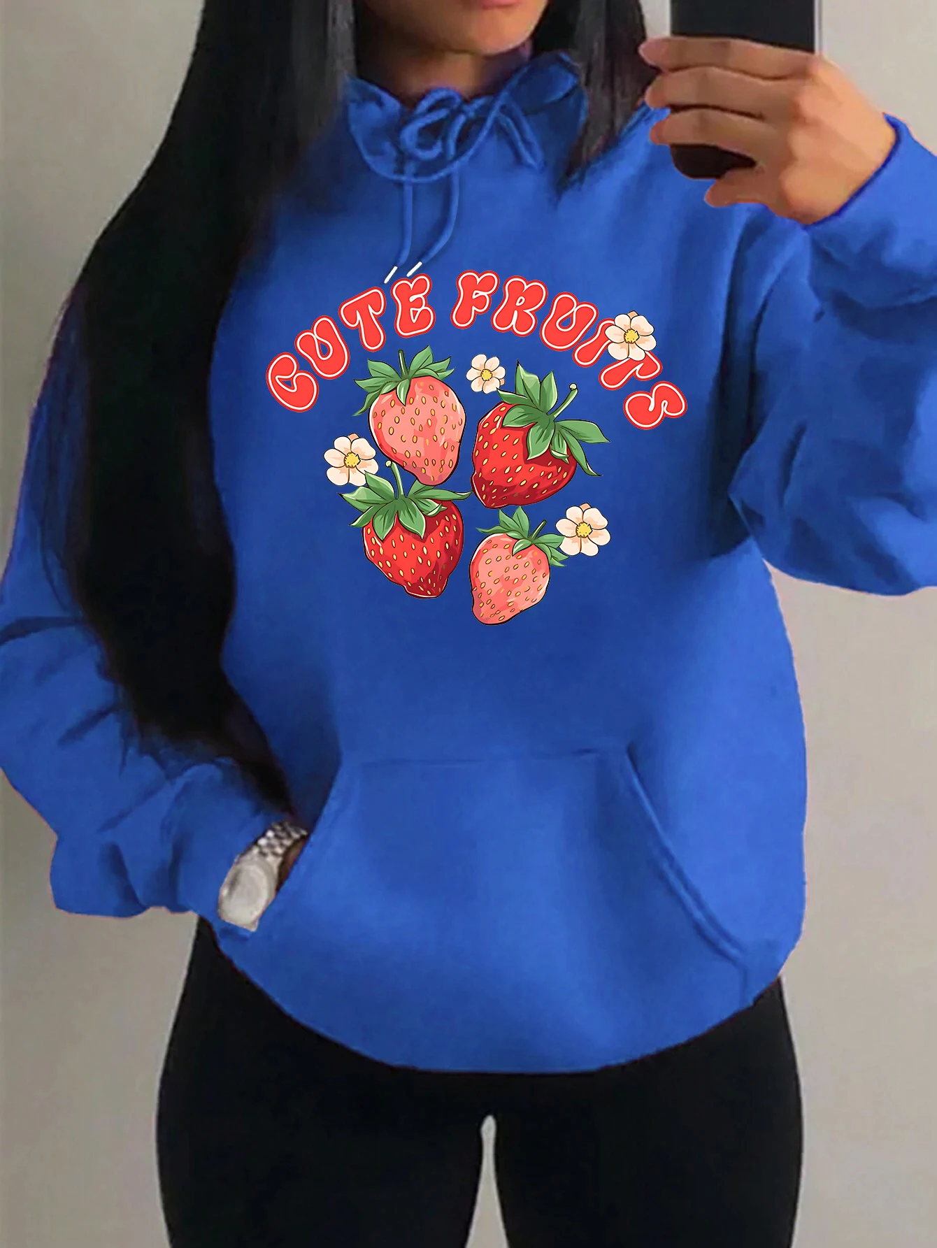 Fresh Strawberry Fruits Pattern Women Hoodie Fashion Multicolor Hoodies Casual Unisex Streetwear Harajuku Fleece Soft Hoody