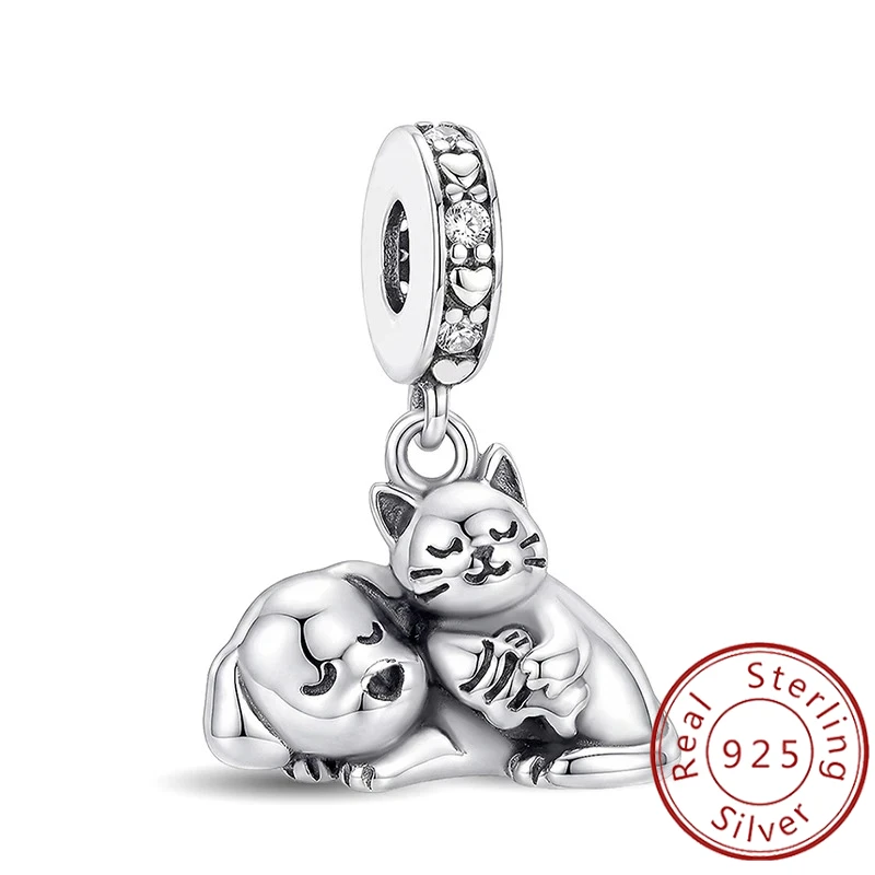 Vintage Niedliche Modische Dackel-Tier-Charms-Perlen Passend für Original-Armbänder und Armreifen 925 Sterling Silber Feiner Schmuck Geschenk
