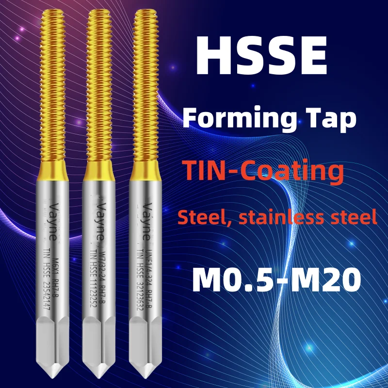 1PCS HSSE Metric TIN Coating Forming Tap Roll Tap Right Hand M0.5M0.6M0.7M0.8M1M2M3M4M5M6M7M8M10M12M14M16M18M20 Screw Thread Tap