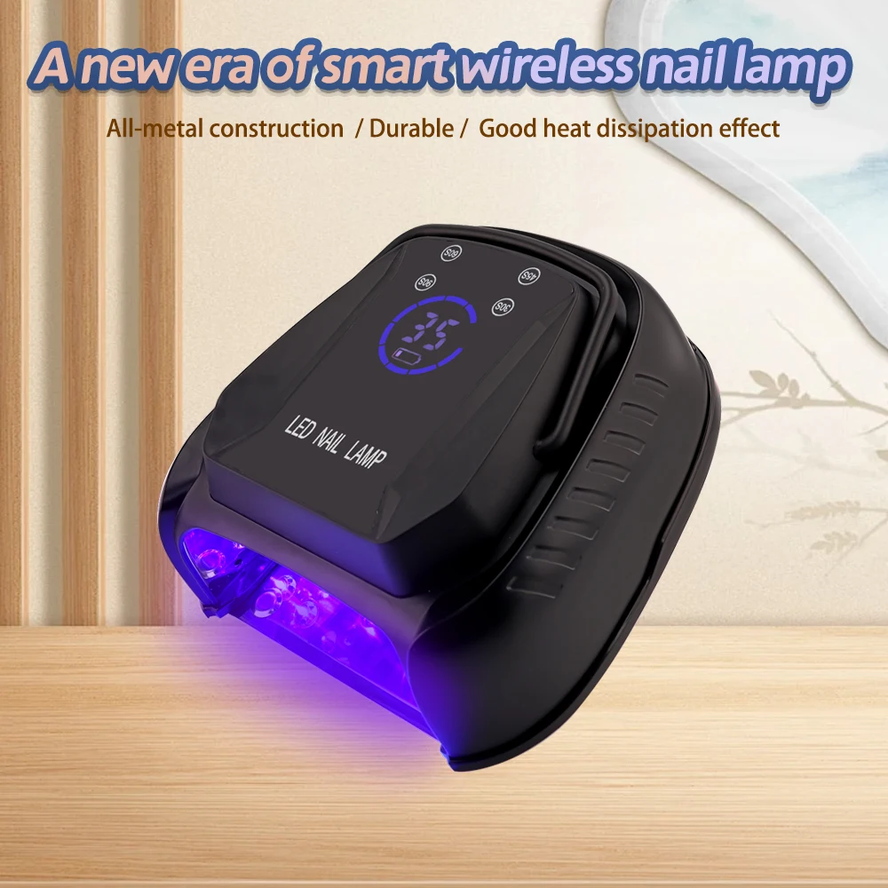 64W Cordless UV LED Nail Lamp Rechargeable Battery Manicure Nail Dryer For Curing Polish 365nm 405nm LEDs