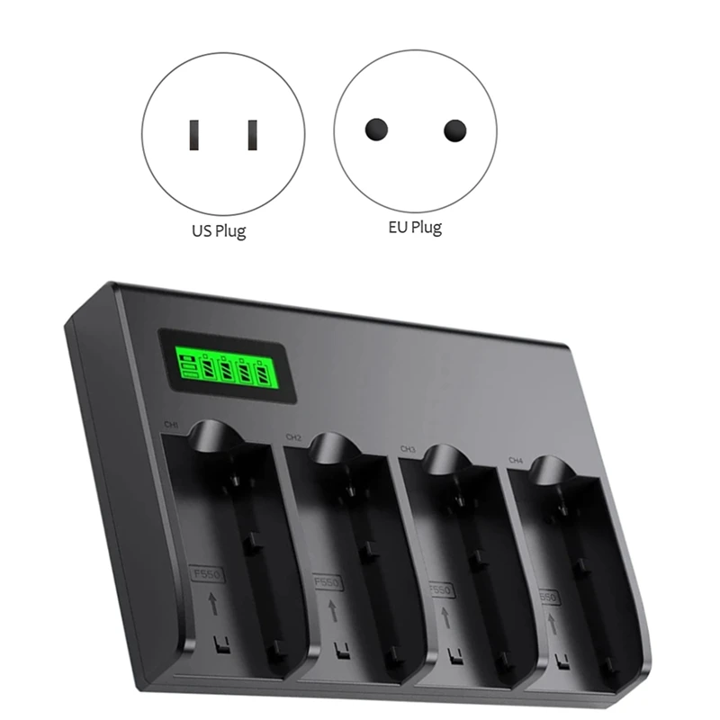 Hot TTKK 4-kanaals batterijlader met LCD-scherm voor Sony NP-F970, NP-F960, NP-F770, NP-F750, NP-F570 camerabatterij