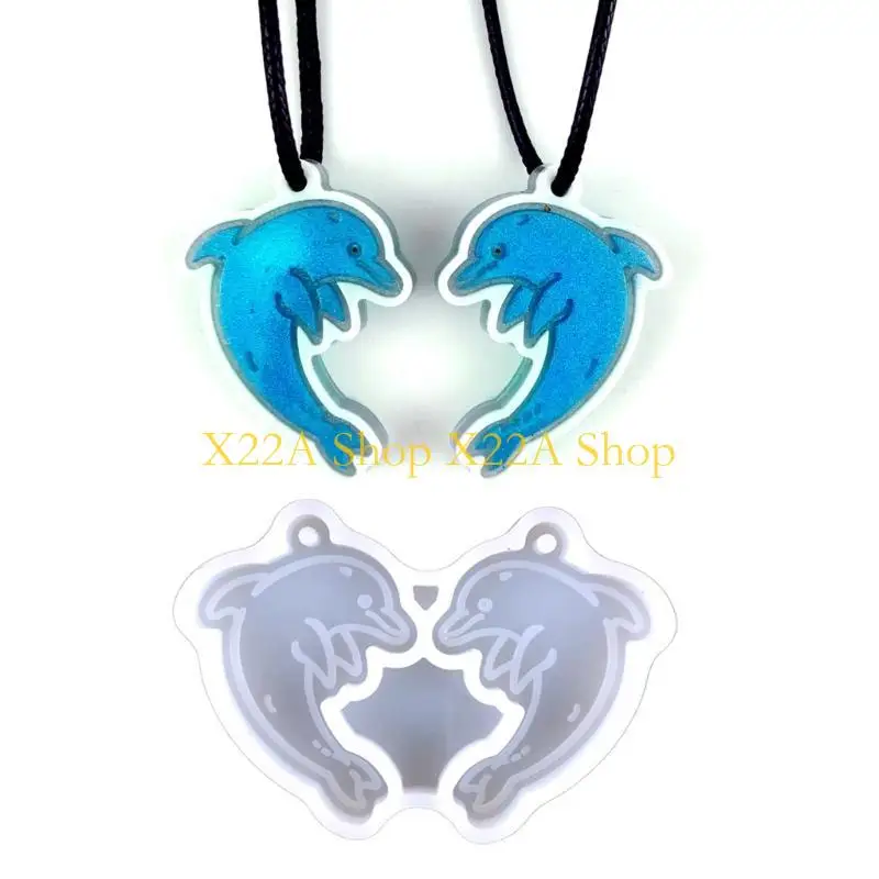 Unique Valentines Silicone Mold Dolphin Resin Mold Keychain Pendant Silicone Mold Crystal Epoxy Mold DIY Jewelry Casting Mould