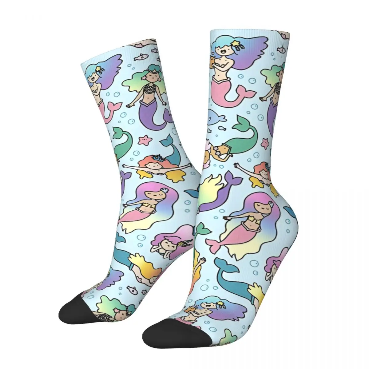 Magical Mermaids Men's Socks Retro Harajuku Street Style Novelty Casual Crew Sock