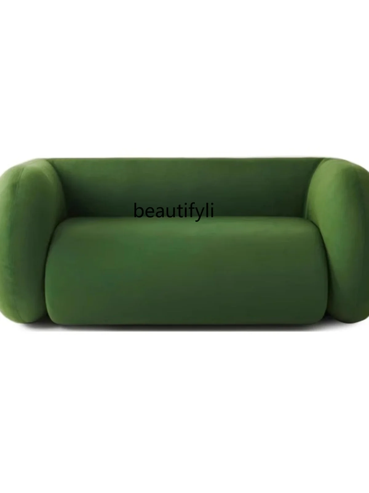 

Nordic Vintage Velvet Fabric Three-Seat American Dark Green Doughnut Bread Sofa