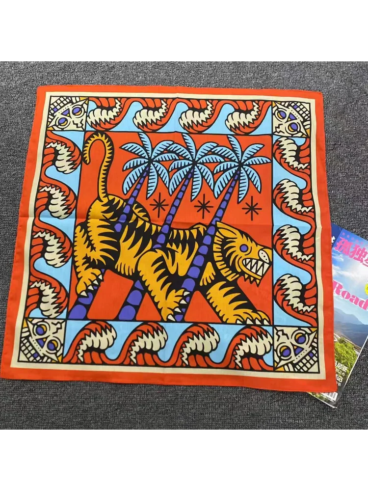 Bandana rétro imprimé numérique, hip-hop, danse de rue, sport, turban américain rétro, écharpe carrée en coton, dessin animé