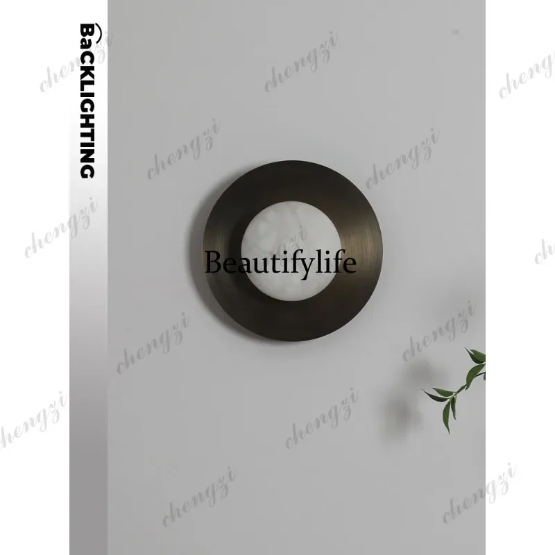 CC45  Spanish natural marble wall lamp Nordic designer creative corridor bedroom bedside wall lamp
