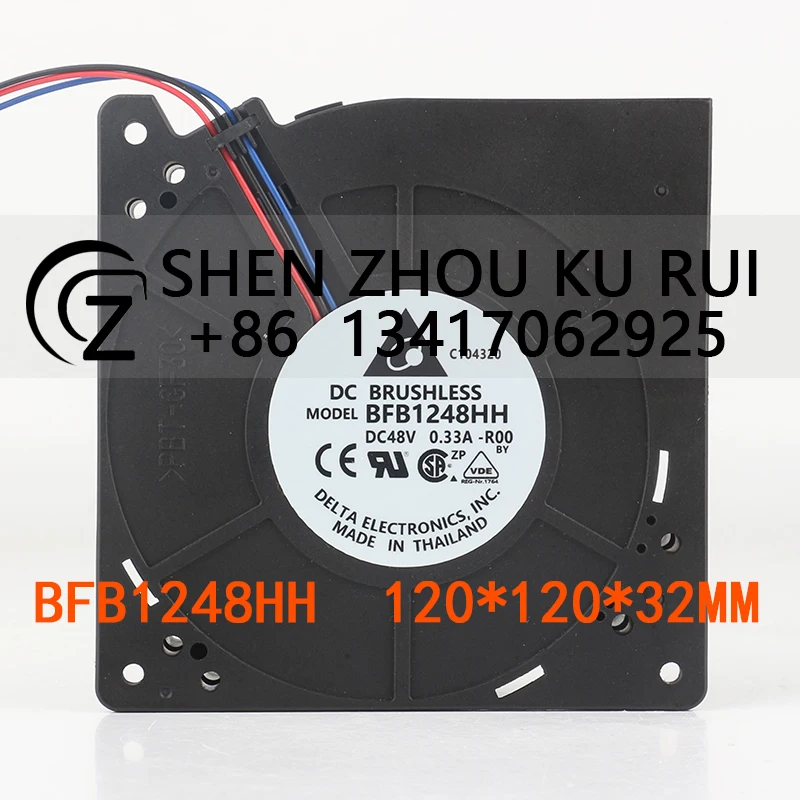 

Delta 5V 12V 24V DC 48V 0.33A AC EC 12032 120X120X32MM 12CM centrifugal turbine blower Double ball bearing BFB1248HH cooling fan
