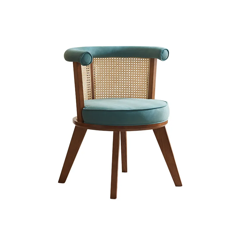 

Nordic solid wood rattan dining chair New Chinese sales office Negotiation chair B & B hotel restaurant Leisure tea chair Bar