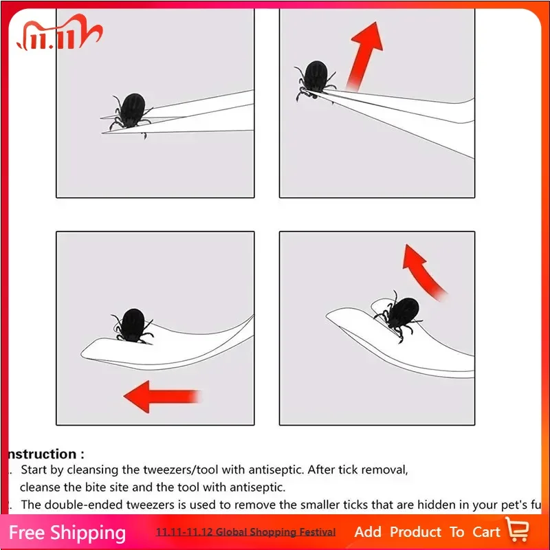 

1Piece Set Stainless Steel Tick Tweezers Professional Quick Tick Removal Tool for Cat Dog Pet Supplies Tick Removal