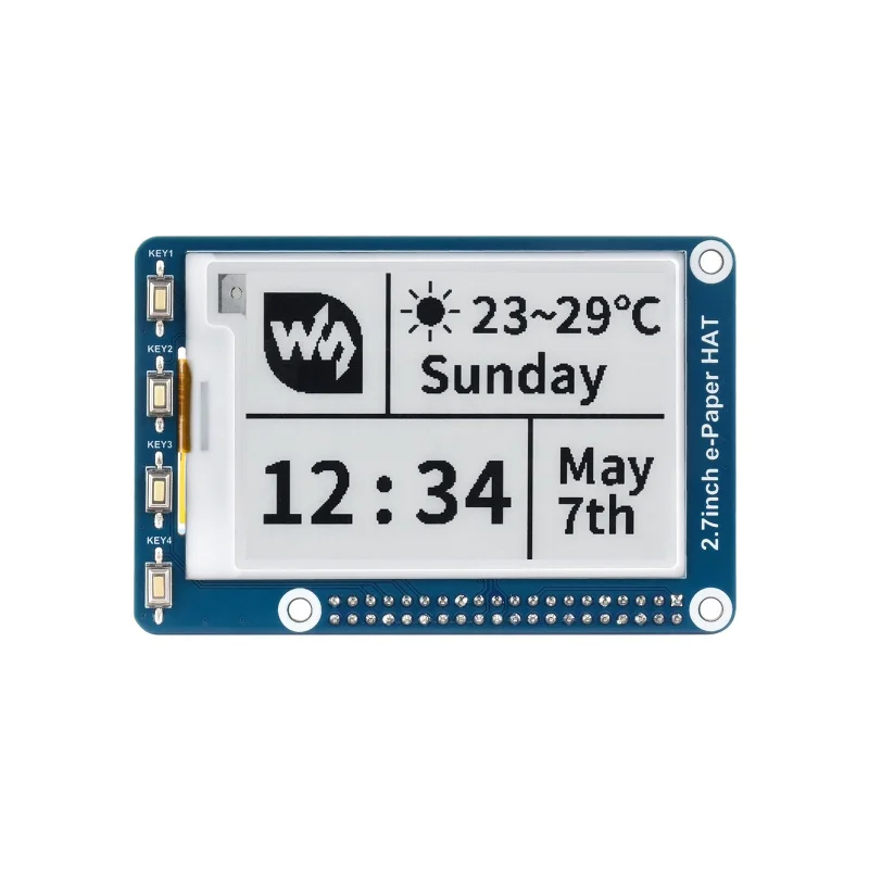 264x176, 2.7inch E-Ink display HAT for Raspberry Pi, SPI Interface