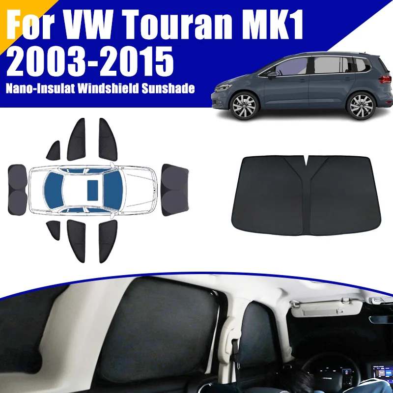 

Full Coverage Sunshade For Volkswagen VW Touran 2003~2015 MK1 1T Car Accessories Auto Windows Visor Privacy Cover Black Foldable