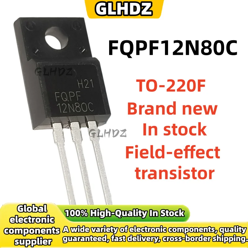 10-100Pcs FQPF12N80C Field-effect  transistor NEW quality 12N80C In stock TO-220F