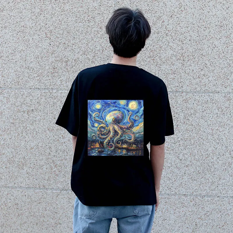 의류용 열전달 철 패치, 별이 빛나는 하늘 테마, 나비, 문어, DIY 티셔츠, 재킷 스티커, DTF 패치, 방수