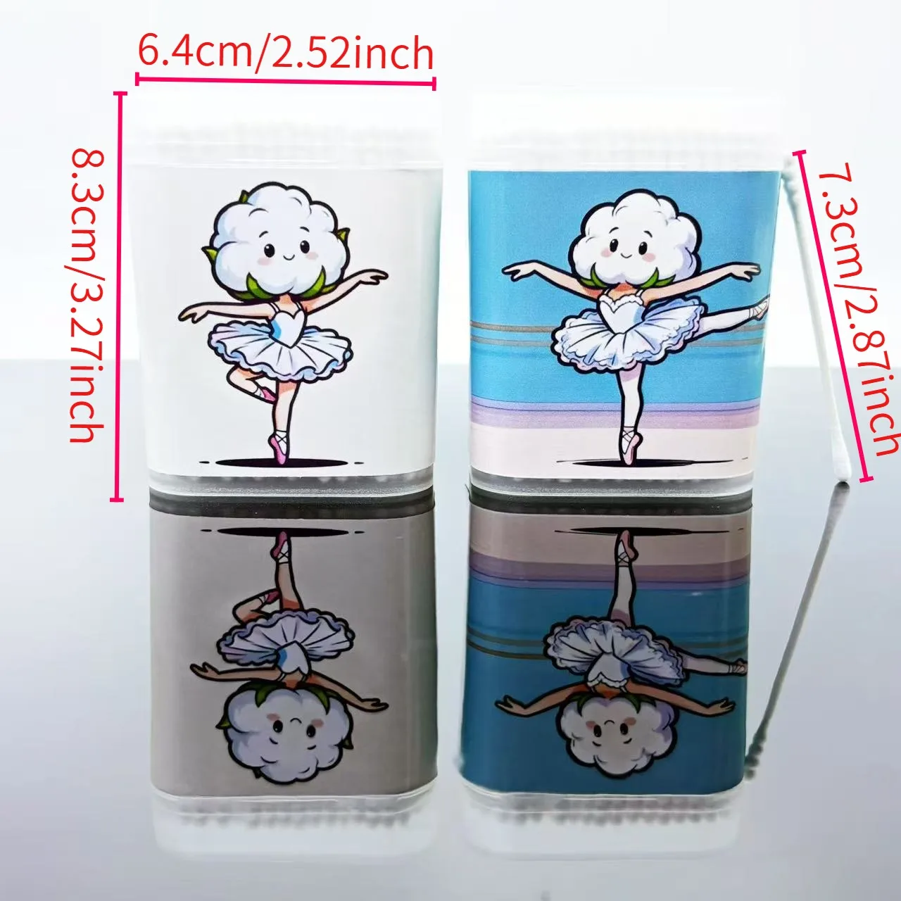 400Pcs/600Pcs Ballet-Themed Double-Ended Cotton Swabs Ballet-Shaped Cotton Swabs White Spiral Round Cotton Swab Sticks