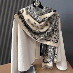 Luxury cute style letter D print comfortable warm chunky scarf 2024 autumn and winter new Pashmina Mujer Femme Foulard Bufanda