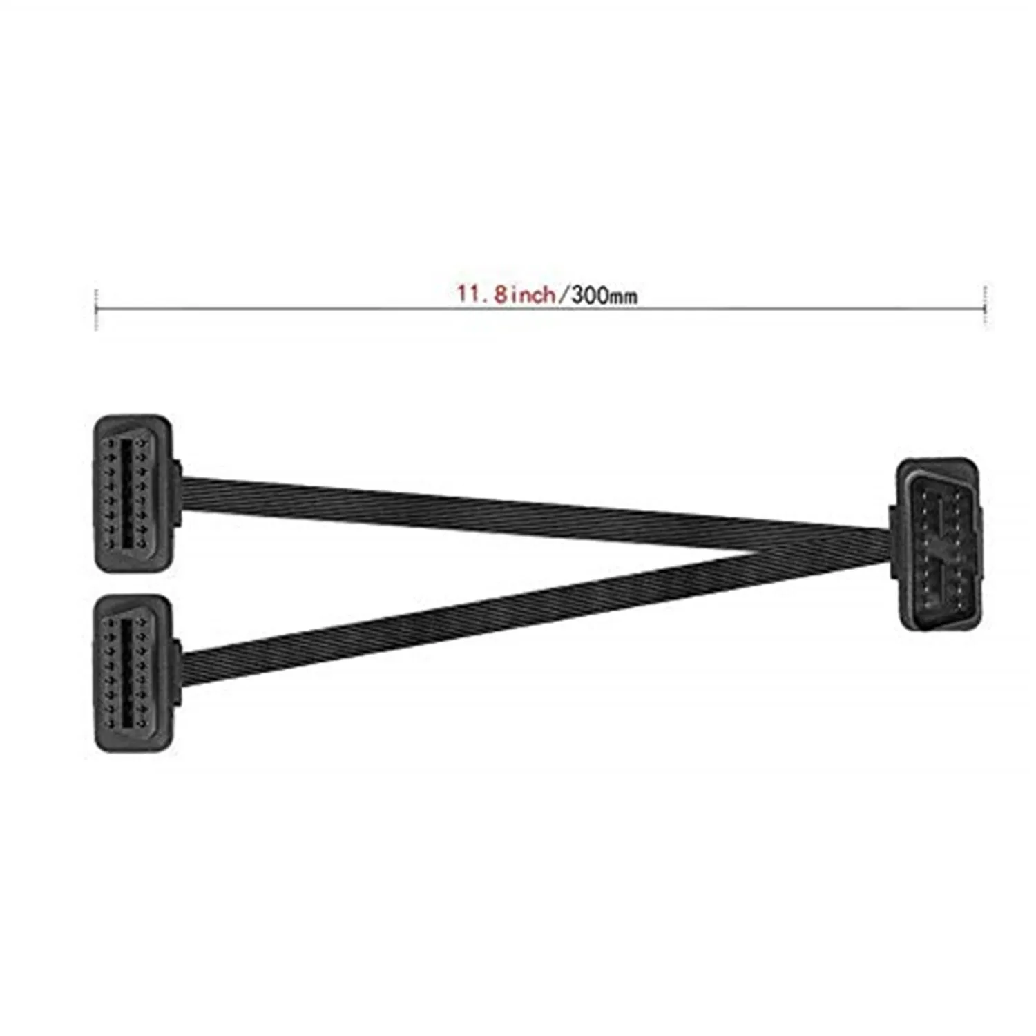 

OBDII Extension Dual Connector Y Splitter OBD2 16PIN Male to Female Connection Flat+Thin as Noodle ELM327
