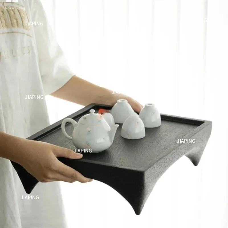 

Suitable for Wabi Sabi Black Solid Wood Dry Brewing Table Japanese Household Charcoal Tea Tray