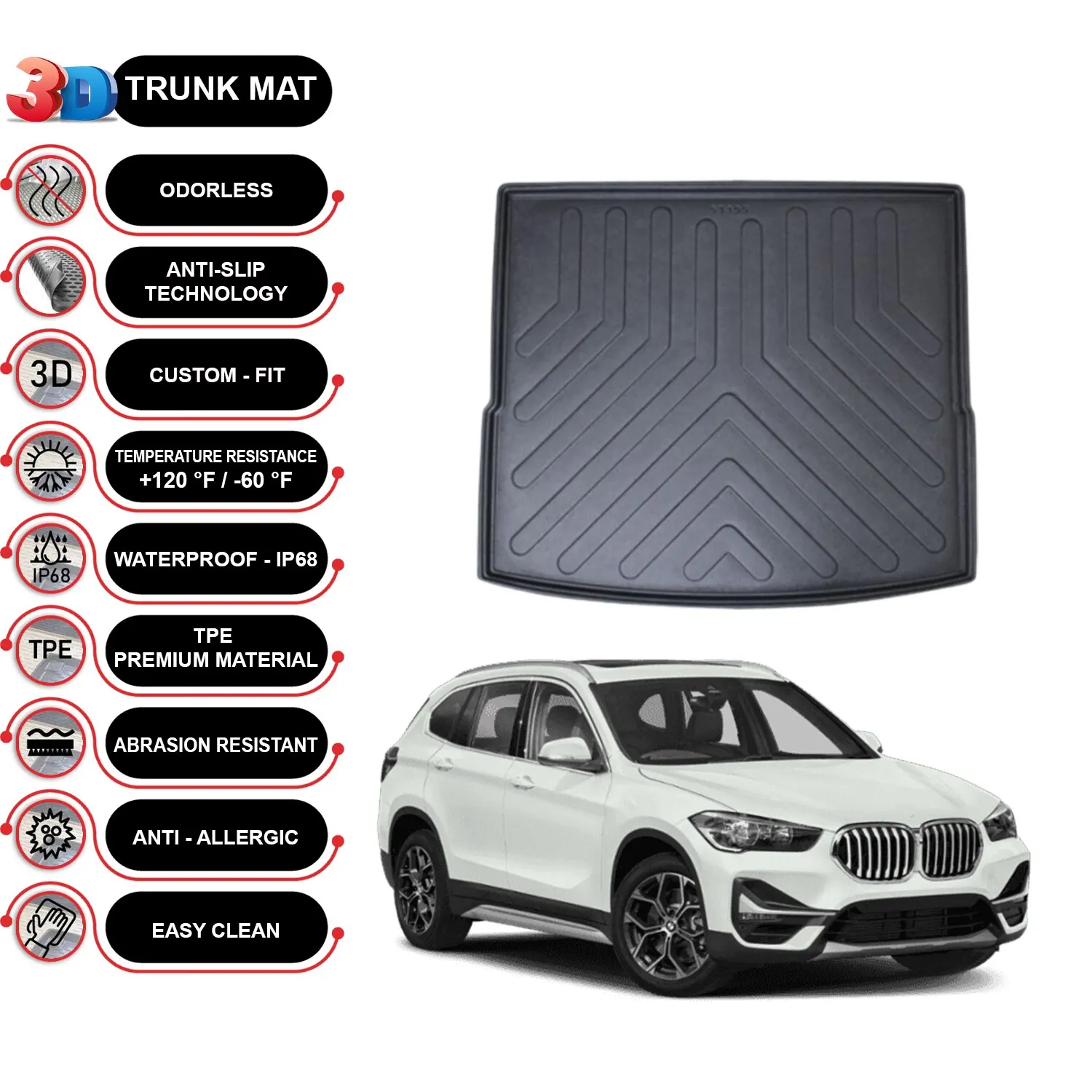 BMW X1 2016-2023 Cargo Liner Rear Trunk Floor Mat