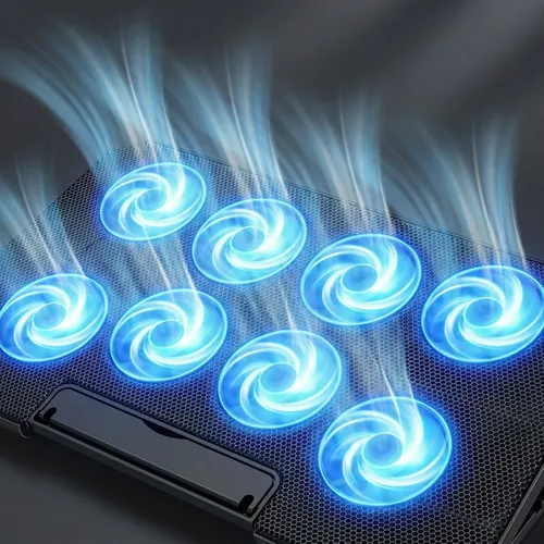 Imagen 2 del producto Ventilador de refrigeración para portátil de 17 pulgadas con pantalla LED, dos puertos USB, 2600 RPM, base de refrigeración para portátil, soporte para portátil.