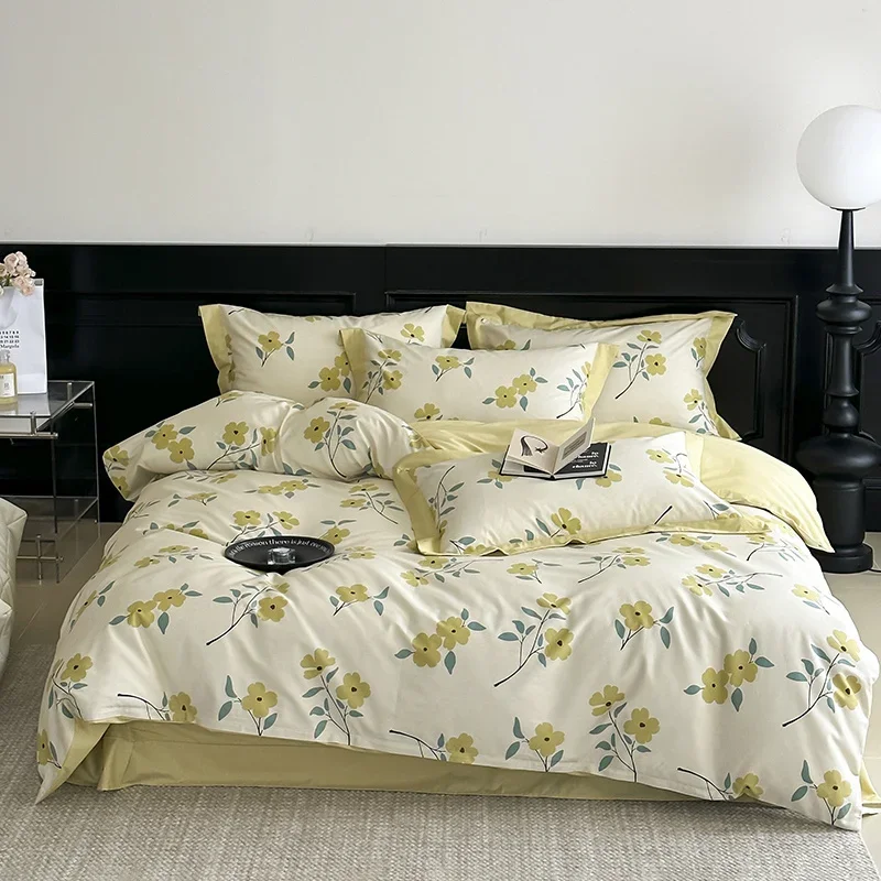 Set di biancheria da letto intimo in cotone egiziano svetita biancheria da letto Queen King Ru Size lenzuolo con stampa federa Set copripiumino