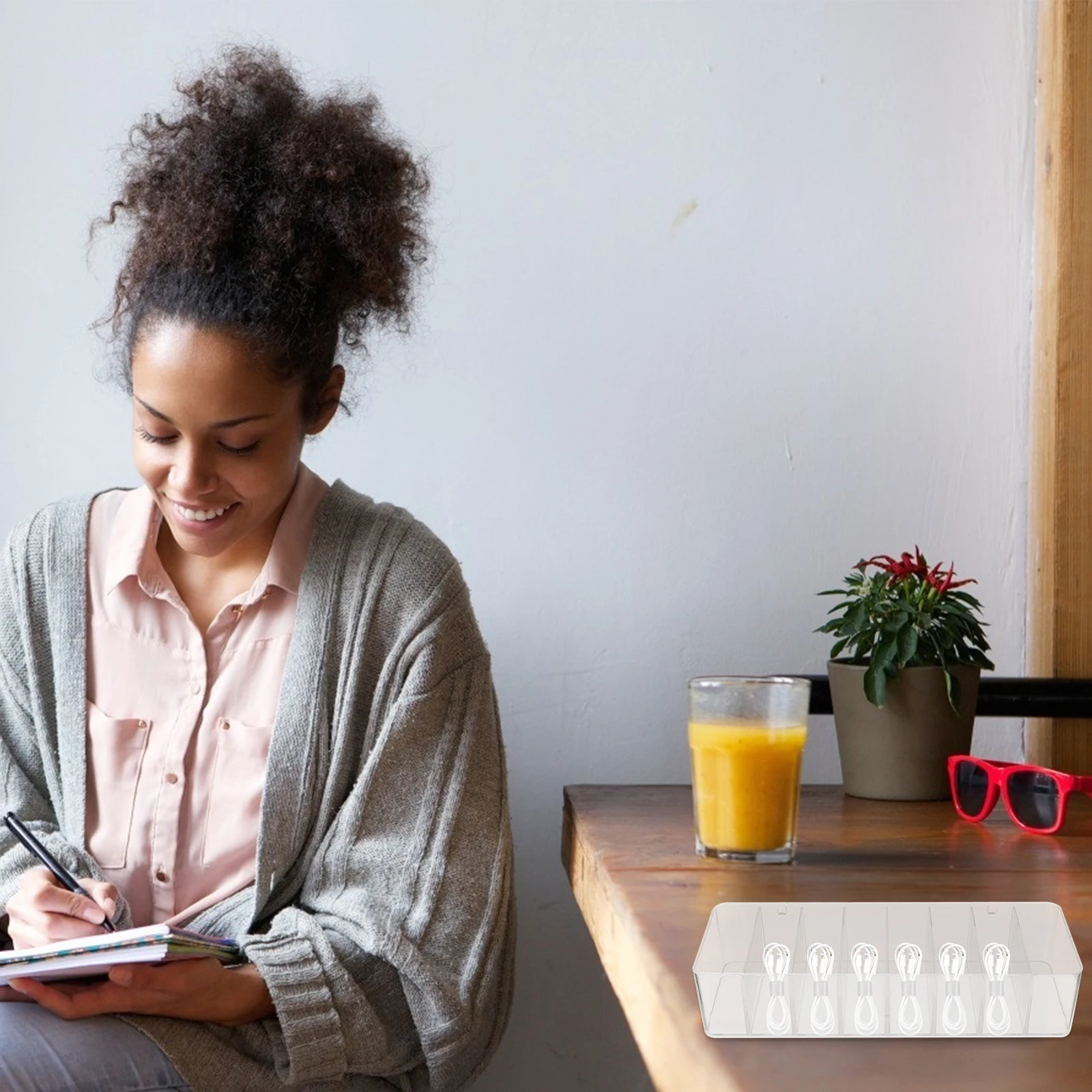 1 قطعة صندوق تخزين مكتبي أكريليك شفاف متعدد الشبكة منظم لكابل البيانات شحن رئيس القرطاسية مجوهرات أشتات المنزل #1